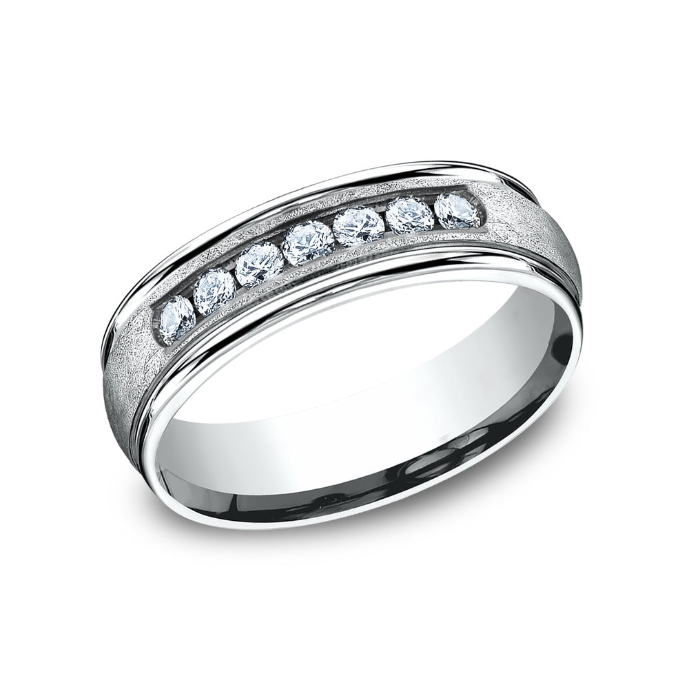 The Cambridge Men's Wedding Band in 14K White Gold - 6.5mm Width by Benchmark