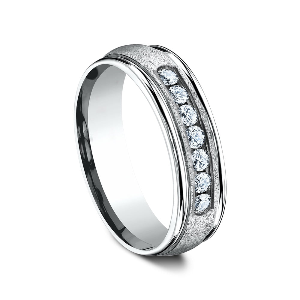 The Cambridge Men's Wedding Band in 14K White Gold - 6.5mm Width by Benchmark