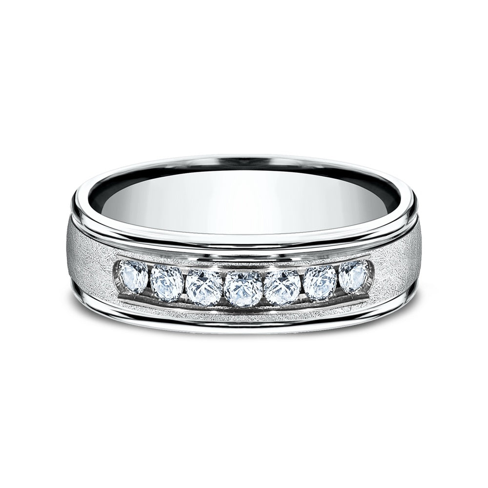 The Cambridge Men's Wedding Band in 14K White Gold - 6.5mm Width by Benchmark