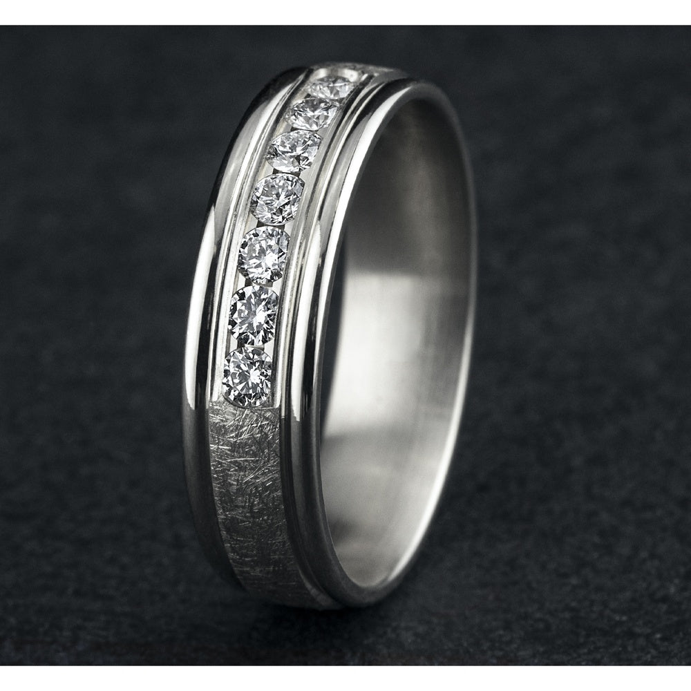 The Cambridge Men's Wedding Band in 14K White Gold - 6.5mm Width by Benchmark