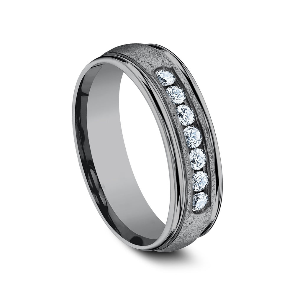 The Cambridge Men's Wedding Band in Grey Tantalum - 6.5mm Width by Tantalum