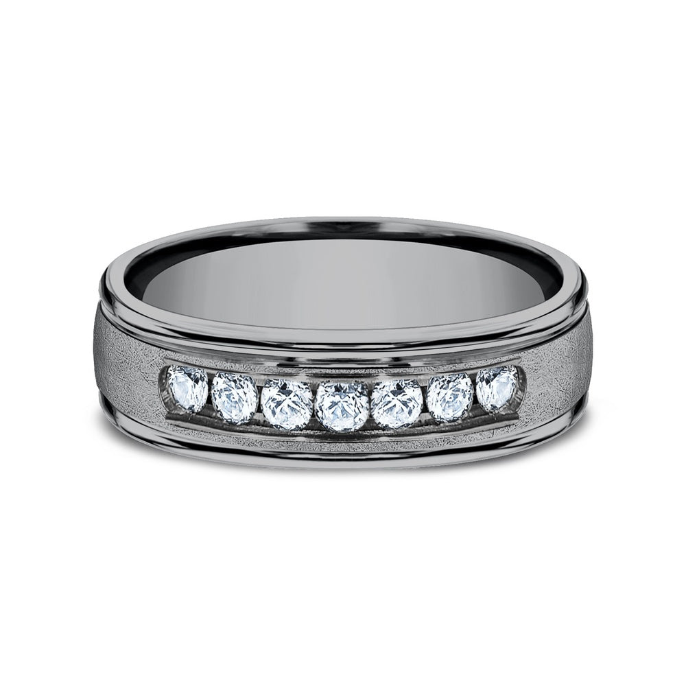 The Cambridge Men's Wedding Band in Grey Tantalum - 6.5mm Width by Tantalum