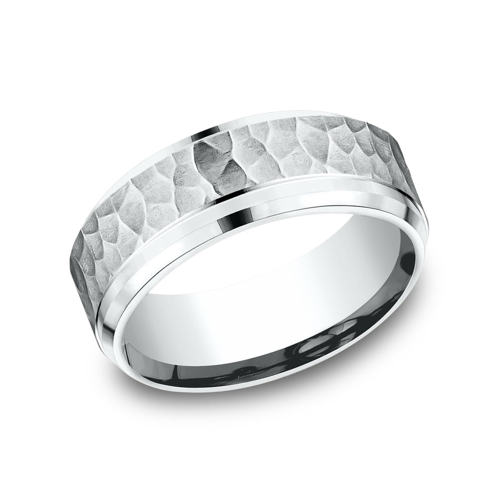 The Camino Men's Wedding Band in 14K White Gold - 8mm Width by Benchmark