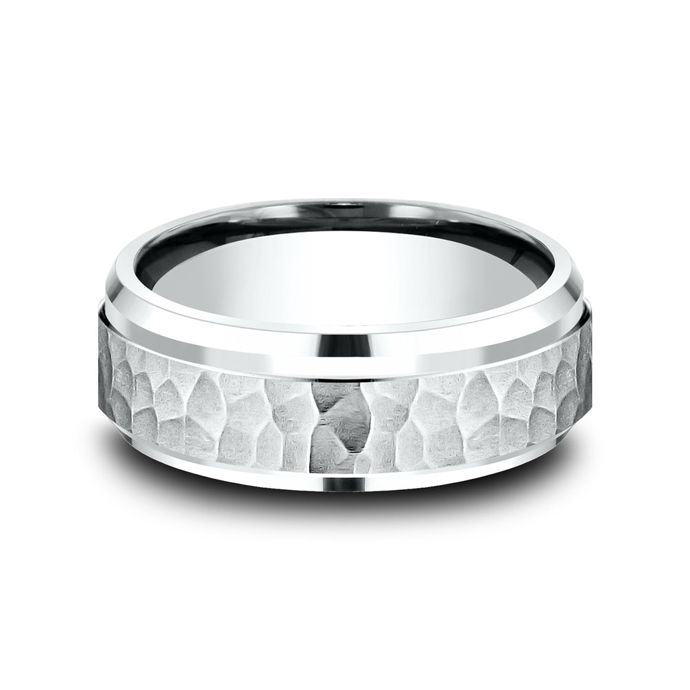 The Camino Men's Wedding Band in 14K White Gold - 8mm Width by Benchmark