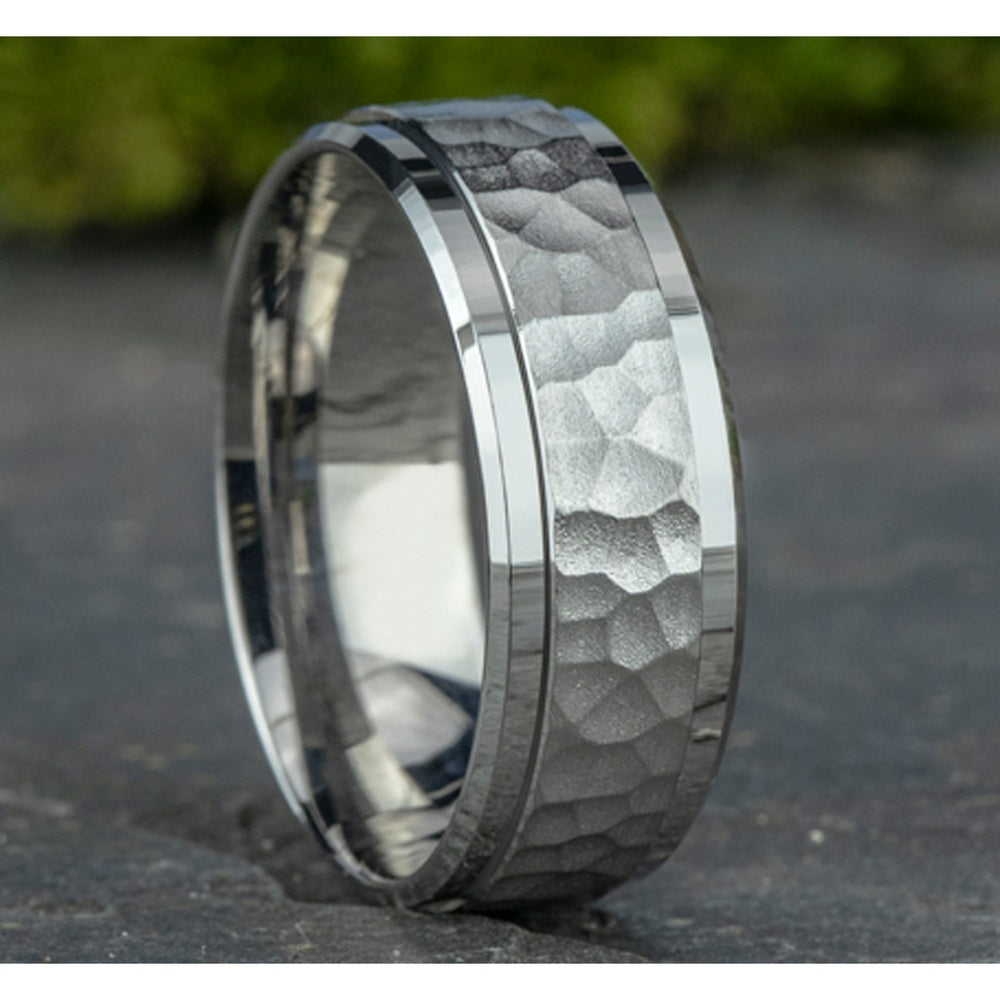 The Camino Men's Wedding Band in 14K White Gold - 8mm Width by Benchmark