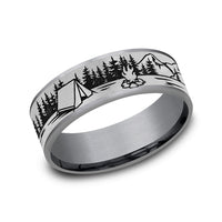 The Camper Men's Wedding Band in Grey Tantalum and Grey/Black Titanium - 7.5mm Width by Brook and Branch