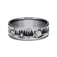 The Camper Men's Wedding Band in Grey Tantalum and Grey/Black Titanium - 7.5mm Width by Brook and Branch
