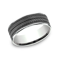The Caprio Men's Wedding Band in 14K White Gold and Grey Tantalum - 7.5mm Width by Ammara Stone