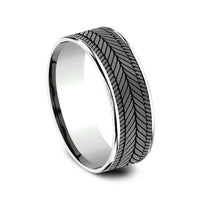 The Caprio Men's Wedding Band in 14K White Gold and Grey Tantalum - 7.5mm Width by Ammara Stone