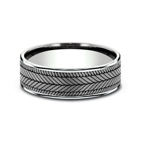 The Caprio Men's Wedding Band in 14K White Gold and Grey Tantalum - 7.5mm Width by Ammara Stone