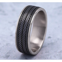 The Caprio Men's Wedding Band in 14K White Gold and Grey Tantalum - 7.5mm Width by Ammara Stone