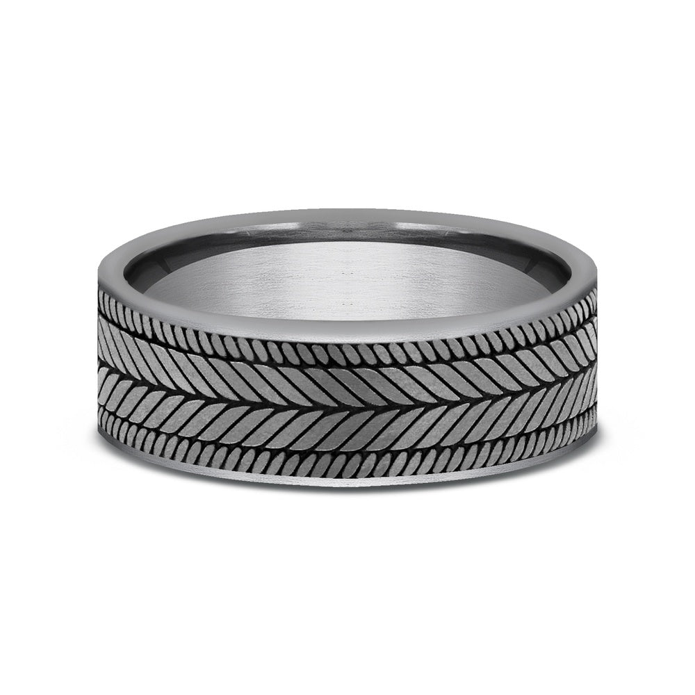 The Caprio Men's Wedding Band in Grey Tantalum - 7mm Width by Tantalum