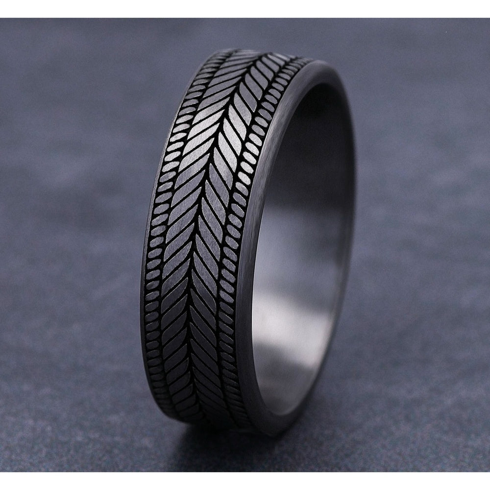 The Caprio Men's Wedding Band in Grey Tantalum - 7mm Width by Tantalum
