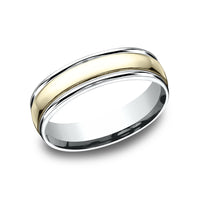 The Captain Men's Wedding Band in 14K White and Yellow Gold - 6mm Width by Benchmark