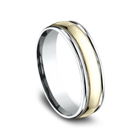 The Captain Men's Wedding Band in 14K White and Yellow Gold - 6mm Width by Benchmark