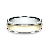 The Captain Men's Wedding Band in 14K White and Yellow Gold - 6mm Width by Benchmark