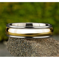 The Captain Men's Wedding Band in 14K White and Yellow Gold - 6mm Width by Benchmark