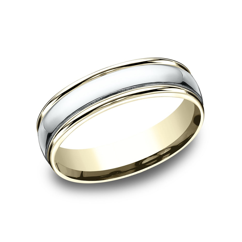 The Captain Men's Wedding Band in 14K Yellow and White Gold - 6mm Width by Benchmark