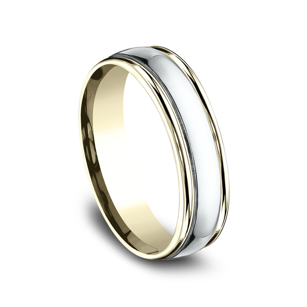 The Captain Men's Wedding Band in 14K Yellow and White Gold - 6mm Width by Benchmark