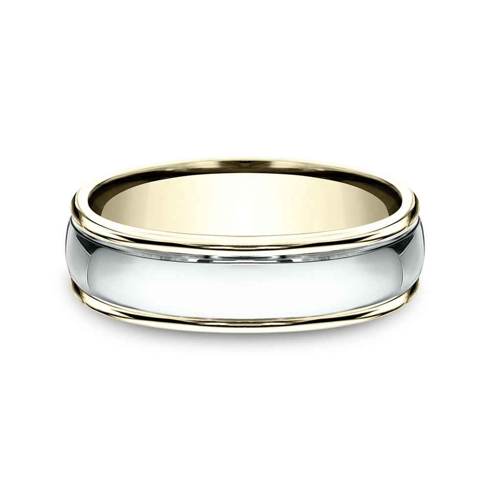 The Captain Men's Wedding Band in 14K Yellow and White Gold - 6mm Width by Benchmark