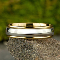 The Captain Men's Wedding Band in 14K Yellow and White Gold - 6mm Width by Benchmark