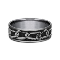 The Carabiner Men's Wedding Band in Grey Tantalum and Grey/Black Titanium - 7.5mm Width by Brook and Branch