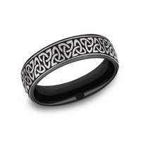 The Carlow Men's Wedding Band in Grey/Black Titanium - 6.5mm Width by Forge