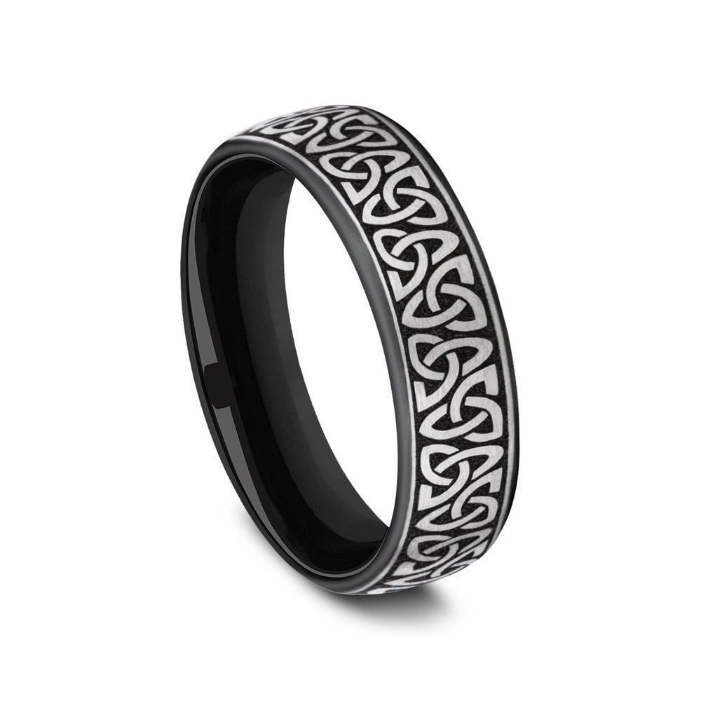 The Carlow Men's Wedding Band in Grey/Black Titanium - 6.5mm Width by Forge