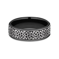 The Carlow Men's Wedding Band in Grey/Black Titanium - 6.5mm Width by Forge