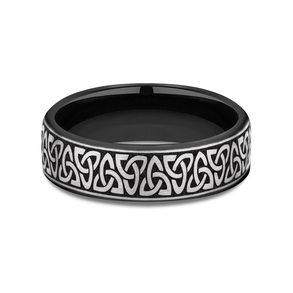 The Carlow Men's Wedding Band in Grey/Black Titanium - 6.5mm Width by Forge