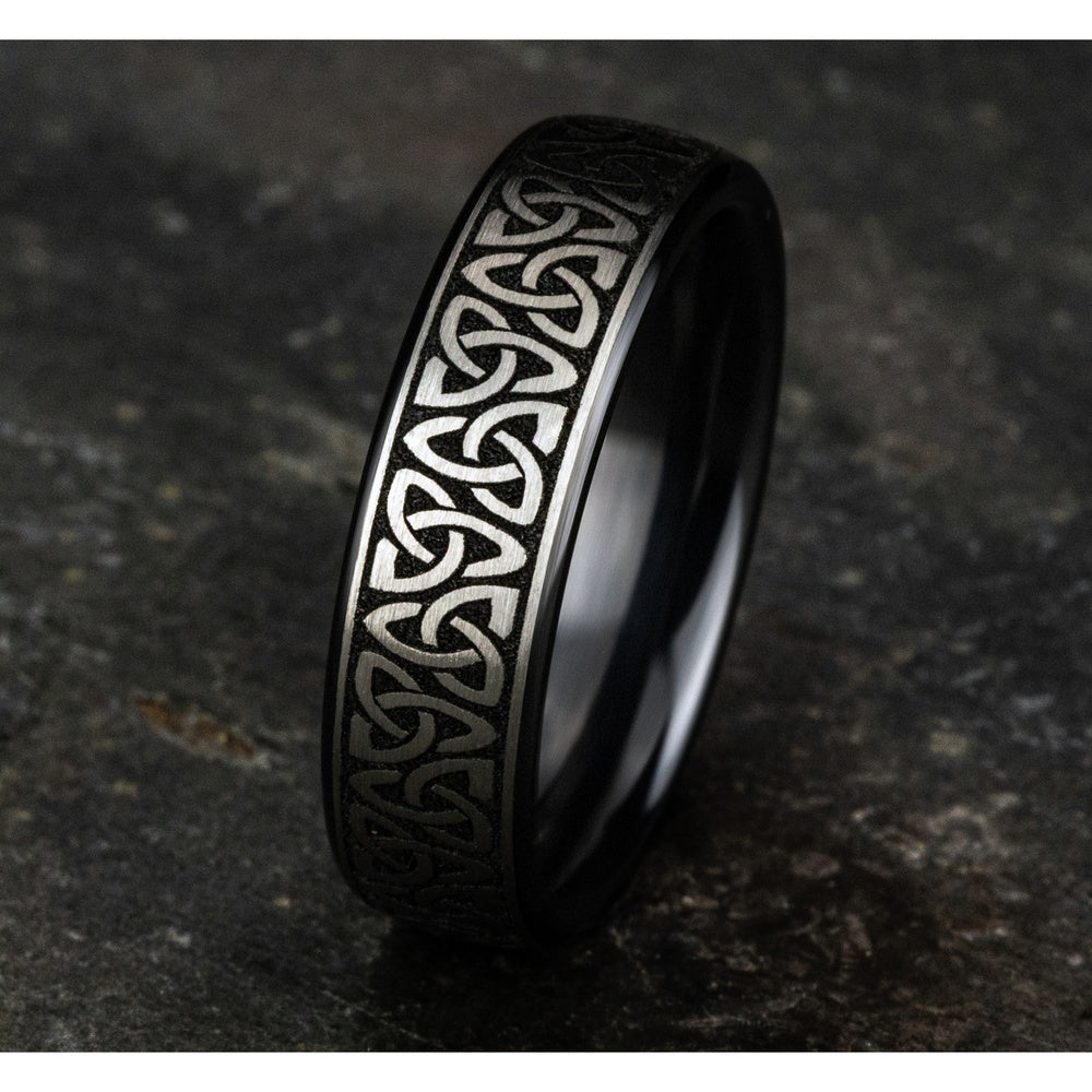 The Carlow Men's Wedding Band in Grey/Black Titanium - 6.5mm Width by Forge