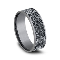 The Carver Men's Wedding Band in Grey Tantalum and 14K White Gold - 7.5mm Width by Ammara Stone