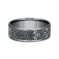 The Carver Men's Wedding Band in Grey Tantalum and 14K White Gold - 7.5mm Width by Ammara Stone