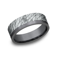 The Caspian Men's Wedding Band in Tantlaum and 14K White Gold - 7mm Width by Ammara Stone