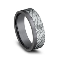 The Caspian Men's Wedding Band in Tantlaum and 14K White Gold - 7mm Width by Ammara Stone