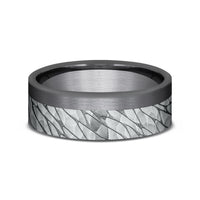 The Caspian Men's Wedding Band in Tantlaum and 14K White Gold - 7mm Width by Ammara Stone