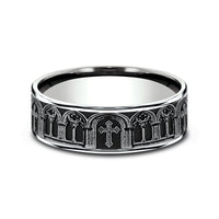 The Cathedral Men's Wedding Band in 14K White Gold - 7mm Width by Benchmark