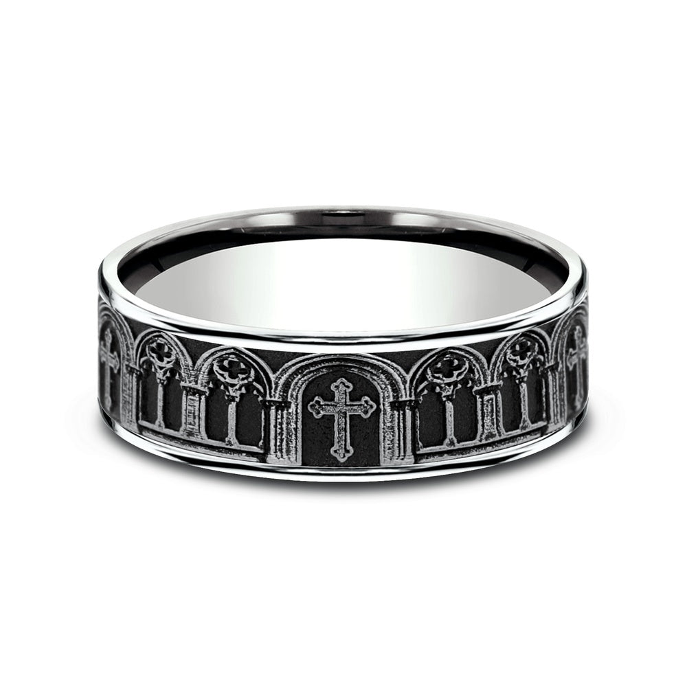 The Cathedral Men's Wedding Band in 14K White Gold - 7mm Width by Benchmark