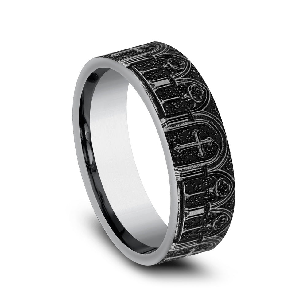 The Cathedral Men's Wedding Band in Tungsten - 7mm Width by Forge