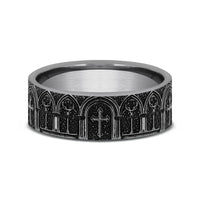 The Cathedral Men's Wedding Band in Tungsten - 7mm Width by Forge