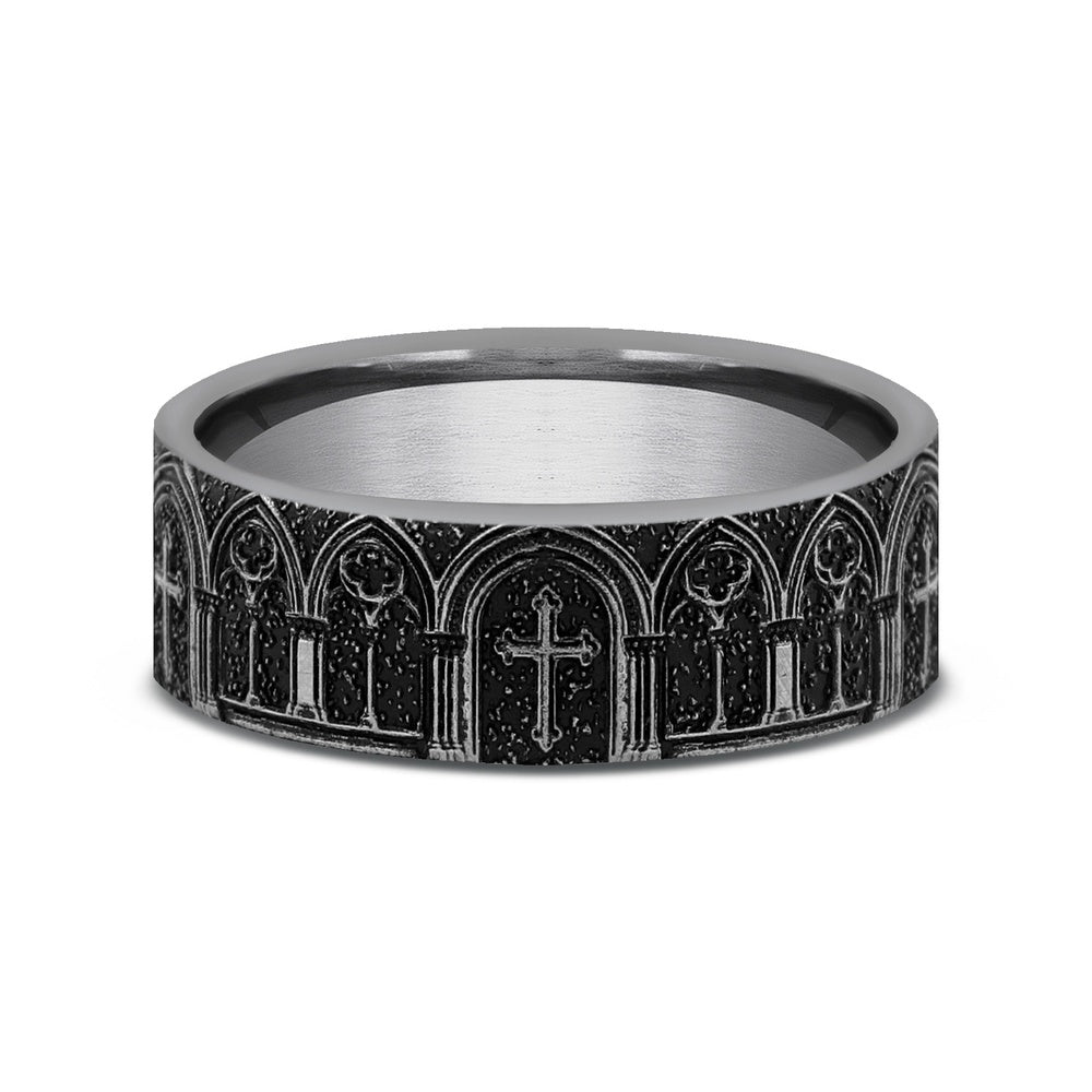 The Cathedral Men's Wedding Band in Tungsten - 7mm Width by Forge