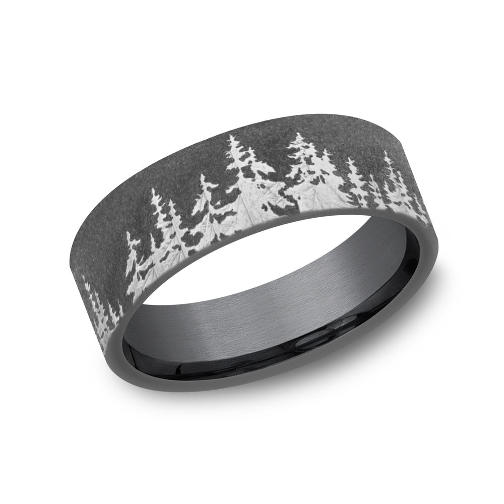 The Cedar Men's Wedding Band in Darkened Tantalum - 8mm Width by Tantalum