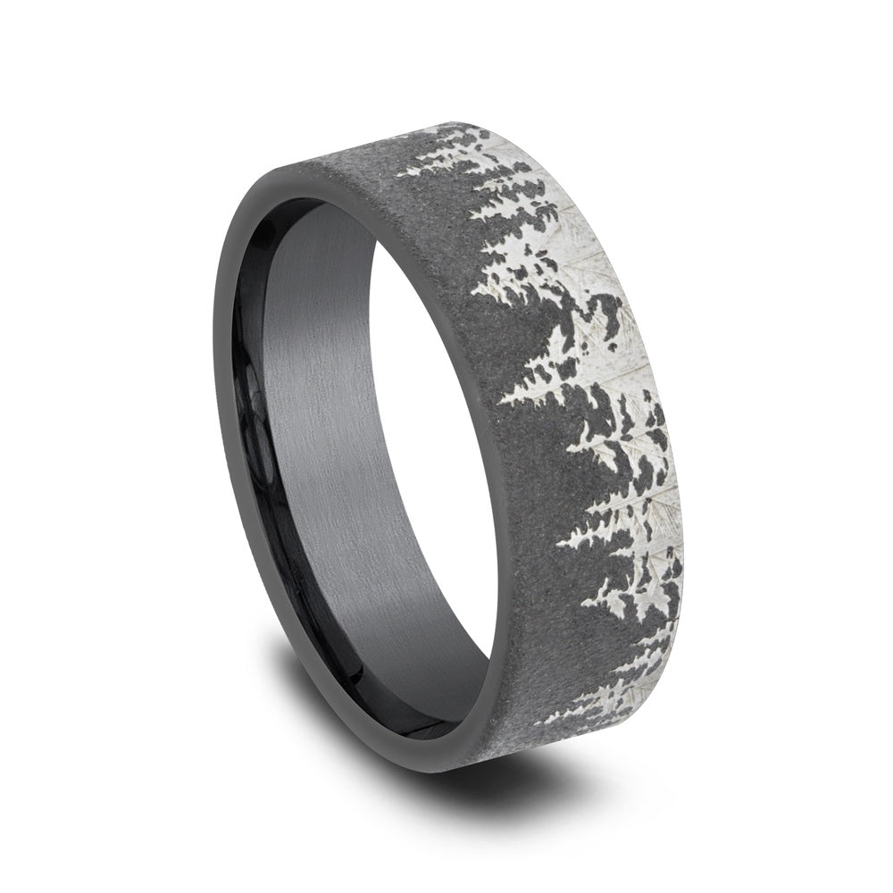 The Cedar Men's Wedding Band in Darkened Tantalum - 8mm Width by Tantalum
