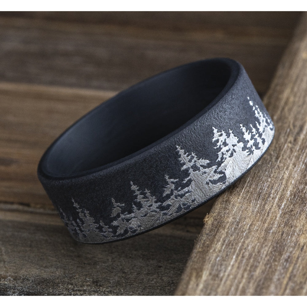 The Cedar Men's Wedding Band in Darkened Tantalum - 8mm Width by Tantalum