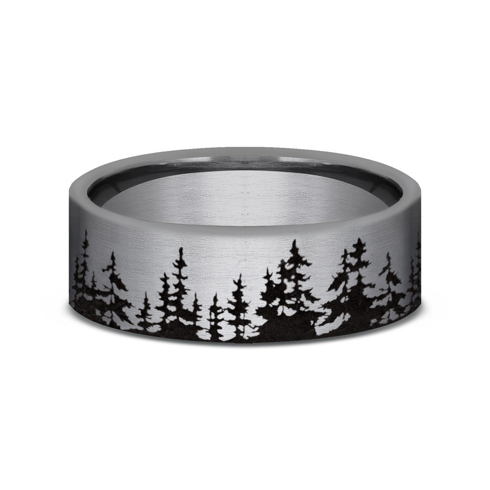 The Cedar Men's Wedding Band in Grey Tantalum - 8mm Width by Tantalum