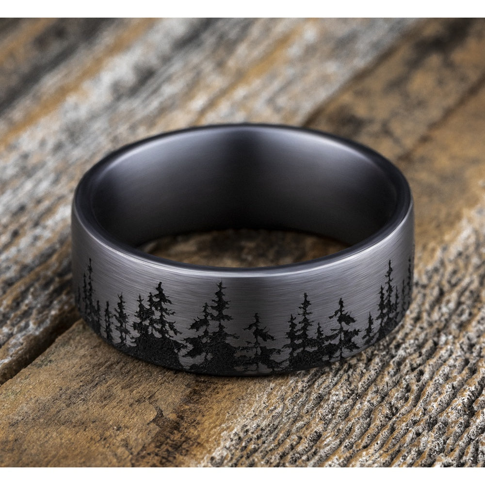 The Cedar Men's Wedding Band in Grey Tantalum - 8mm Width by Tantalum