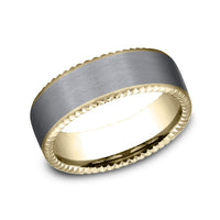 The Centura Men's Wedding Band in 14K Yellow Gold and Grey Tantalum - 7.5mm Width by Ammara Stone