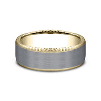 The Centura Men's Wedding Band in 14K Yellow Gold and Grey Tantalum - 7.5mm Width by Ammara Stone