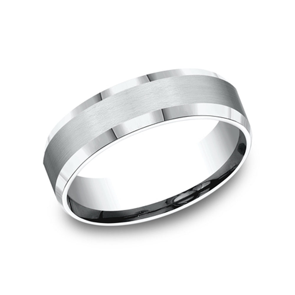 The Chancellor Men's Wedding Band in 14K White Gold - 6mm Width by Benchmark