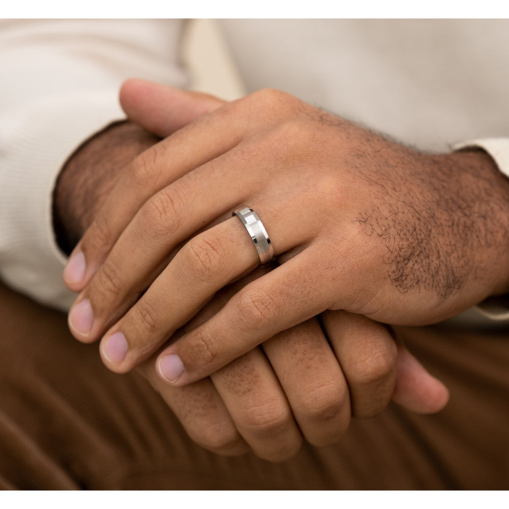 The Chancellor Men's Wedding Band in 14K White Gold - 6mm Width by Benchmark